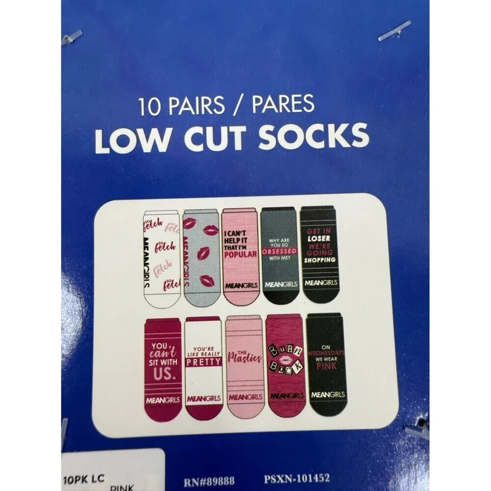 Mean Girls socks brand new Low Cut Socks - Pink & White - 10 Pairs